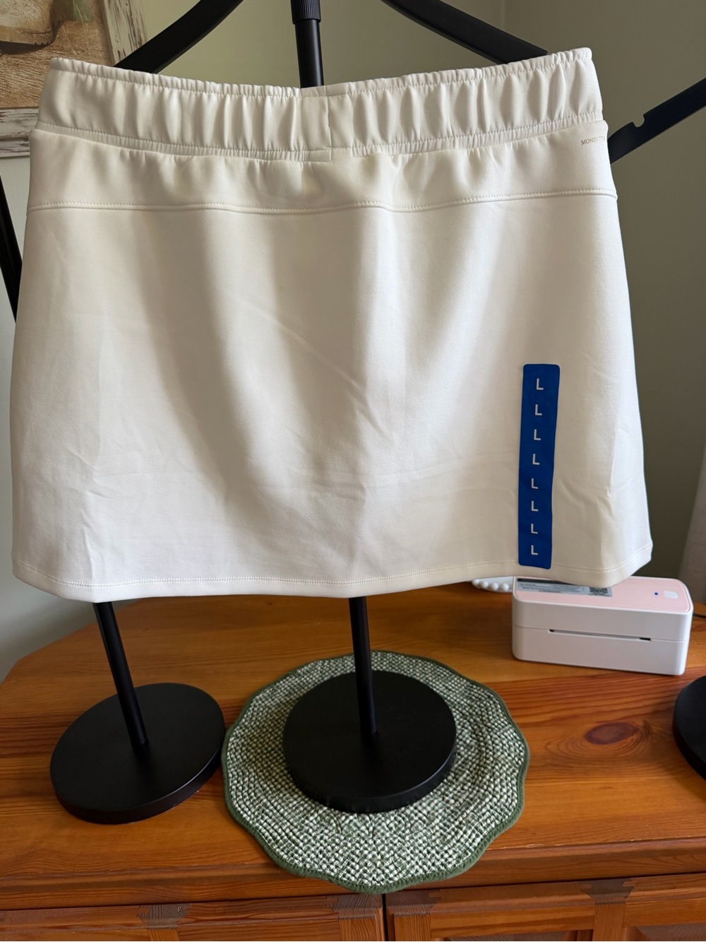 Mondetta White Athletic Skirt with Gold Logo